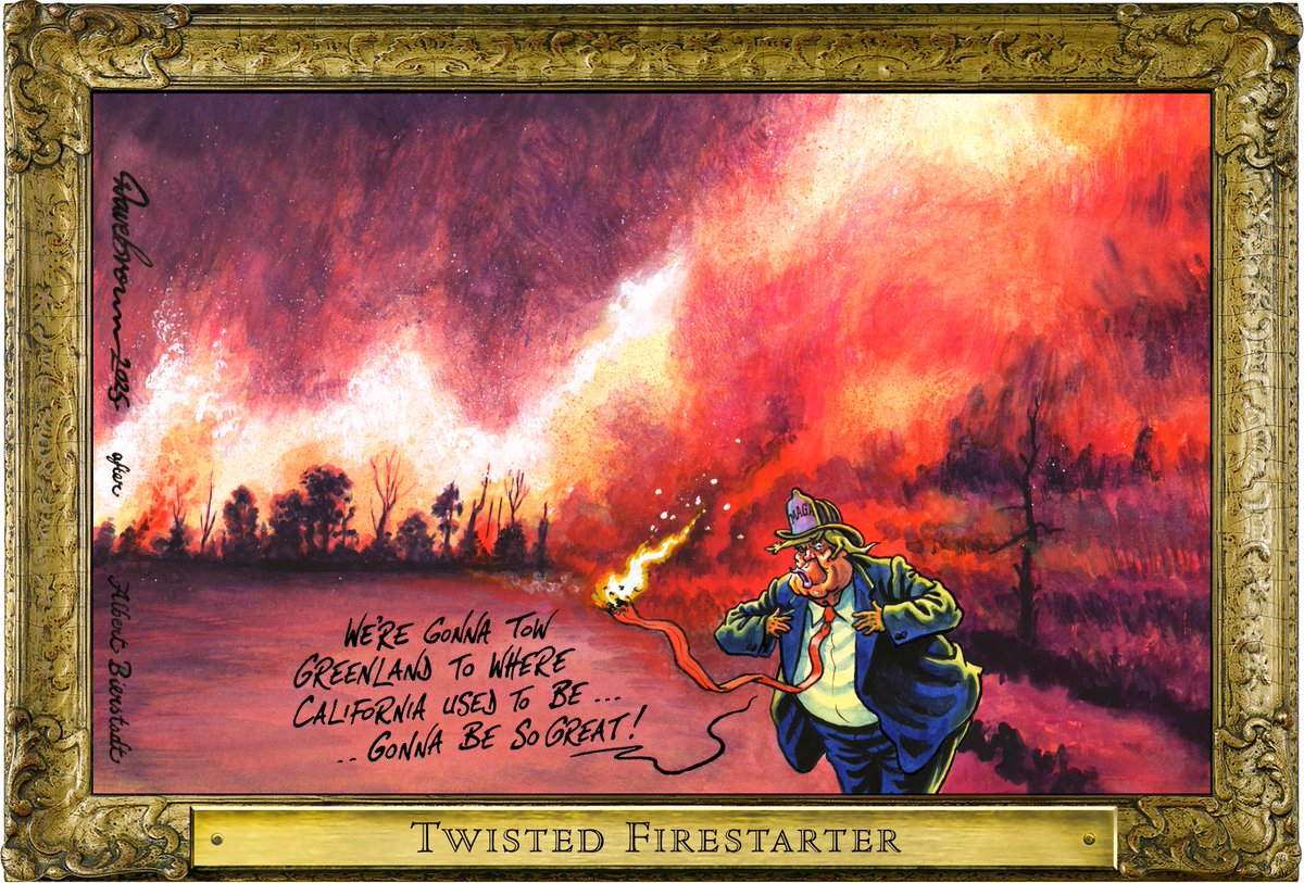 Dave Brown (@davebrowntoons) on Twitter photo Tomorrow's #RoguesGallery cartoon, after #AlbertBierstadt, for <a href="/Independent/">The Independent</a> ... #Trump #LAFires #LAFirestorm2025 #ClimateCrisis #ClimateChange #Greenland #GreenlandIsNotForSale Tomorrow's #RoguesGallery cartoon, after #AlbertBierstadt, for <a href="/Independent/">The Independent</a> ... #Trump #LAFires #LAFirestorm2025 #ClimateCrisis #ClimateChange #Greenland #GreenlandIsNotForSale