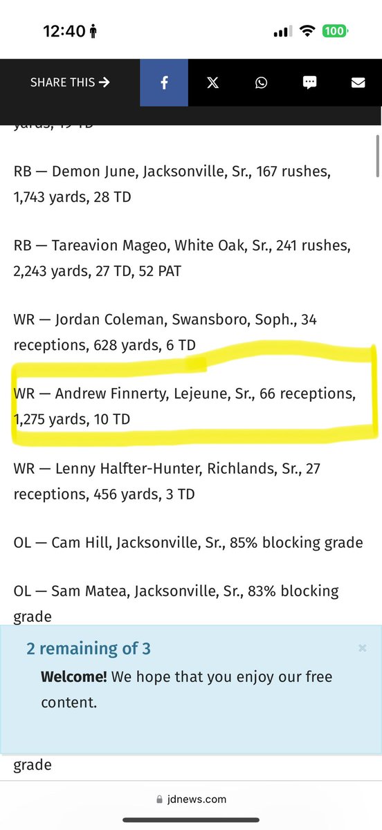 Blessed to be named All-Area/All-County 1st team WR 1 for the 2nd year in a row!! Thank you <a href="/JDNsports/">Chris Miller</a> for the recognition! #agtg #lockdown #hudl 

<a href="/coach_gray1/">Cody Gray</a> <a href="/CoachBowser2/">David Bowser</a> <a href="/abrocato35/">Anthony Brocato</a> <a href="/UNI_CoachSmith/">Coach Al Smith</a> <a href="/Coach_D_Folmar/">Drew Folmar</a> <a href="/CoachYoung41/">Coach Tyrone Young Jr. II ™</a> @NickWelsh18 <a href="/froelich51/">Greg Froelich</a>
<a href="/CoachKeithEmery/">Keith Emery</a>