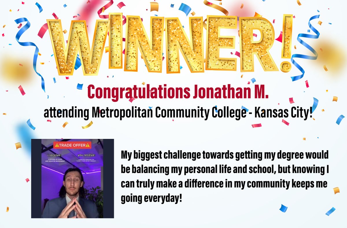Express_Medical's tweet photo. Congratulations to our latest Scholarship winner, Jonathan M. who is attending Metropolitan Community College - Kansas City. 
Want to be our next winner? Visit https://t.co/BKiR5xvu7X to learn how to enter! https://t.co/Kbhmnl9Dll