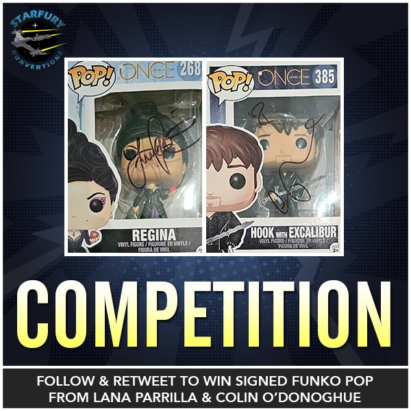 Starfury Conventions (@starfuryevents) on Twitter photo A great competition for all fans of #OnceUponATime!
We're giving away two <a href="/OriginalFunko/">Funko</a> of Regina and Hook, signed by <a href="/LanaParrilla/">Lana Parrilla</a> and <a href="/colinodonoghue1/">Colin o'donoghue</a>!
For a chance to win them, simply follow us and retweet this post!
Winner will be chosen on Sunday! Good Luck! A great competition for all fans of #OnceUponATime!
We're giving away two <a href="/OriginalFunko/">Funko</a> of Regina and Hook, signed by <a href="/LanaParrilla/">Lana Parrilla</a> and <a href="/colinodonoghue1/">Colin o'donoghue</a>!
For a chance to win them, simply follow us and retweet this post!
Winner will be chosen on Sunday! Good Luck!