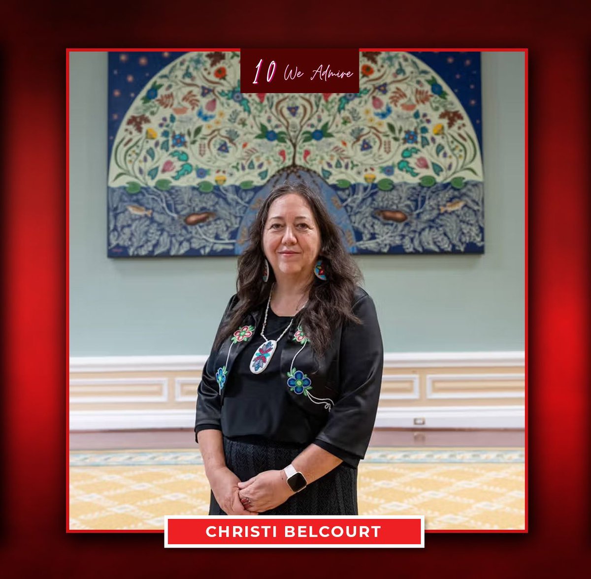 #ST10WeAdmire Christi Belcourt (born 1966) is a Canadian visual artist who is part of the Métis tribe. Belcourt specialises in painting with respect to her indigenous roots. Her paintings are done in the pointillism style to mimic traditional beadwork of indigenous communities.