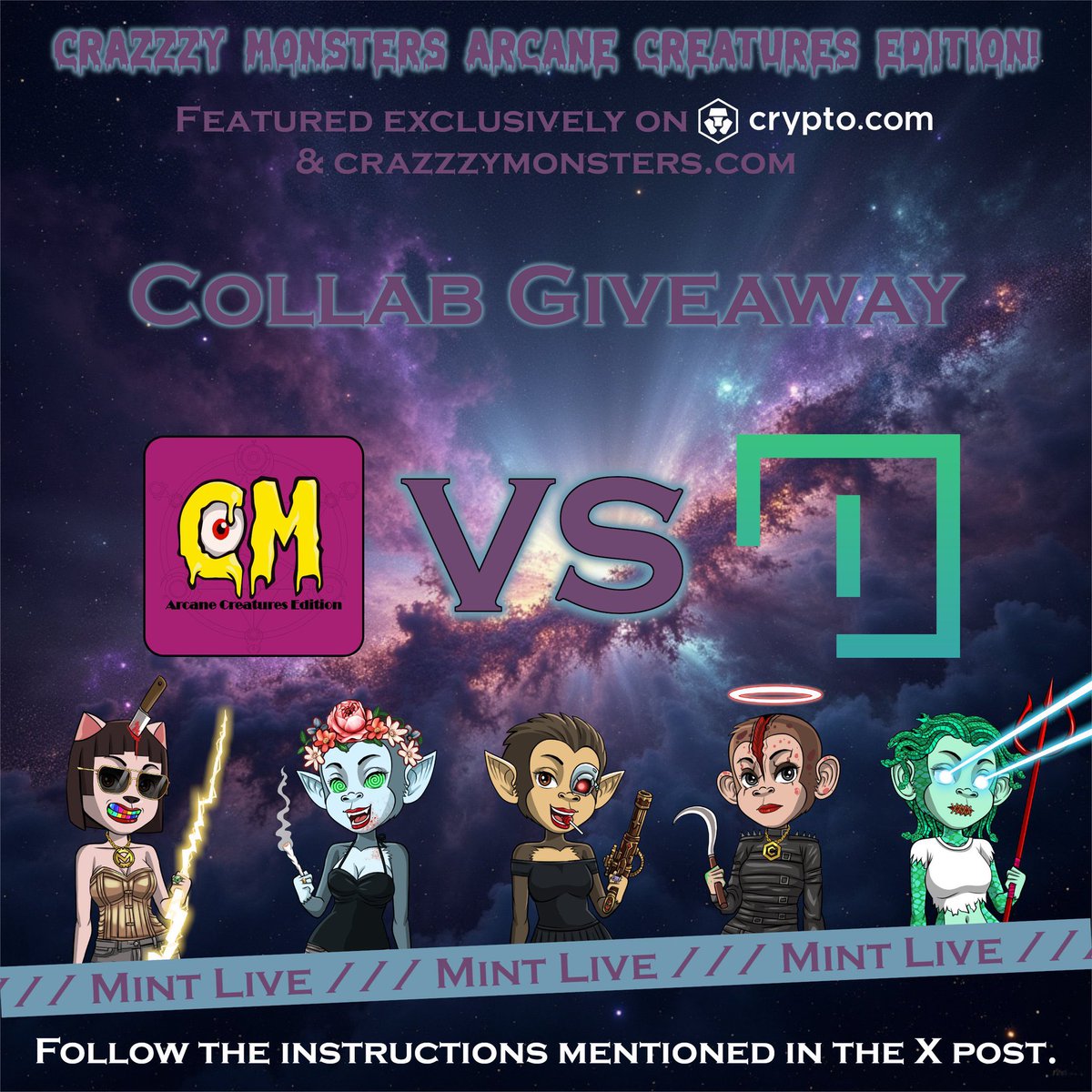 CrazzzyMonsters's tweet photo. 🎁Collab #Giveaway🎁
🏆Prizes🏆
-20$ in $CRY
-20$ in $INT
🚨How to Enter🚨
1️⃣ Follow @CrazzzyMonsters, @ProjInterlude & @CRY_Token
2️⃣❤️ & 🔁
3️⃣Tag 2 #crofam🫂 (multiple entries allowed)
⏳️72H⏳️
#CMFam #CronosNFT #NFTCommunity #FFTB https://t.co/pc73UfT8wD