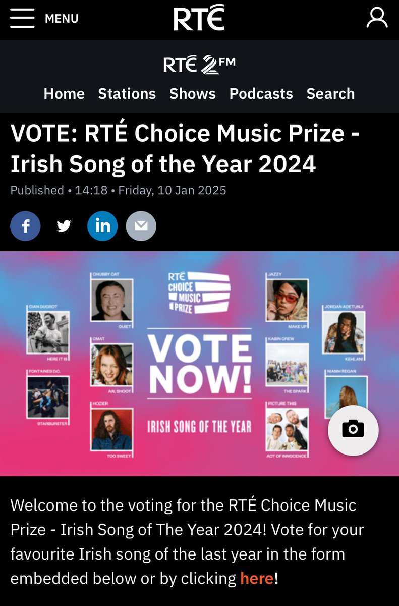 Delighted to vote for <a href="/thekabinstudio/">The Kabin Studio</a> <a href="/RTE2fm/">RTÉ 2FM</a> Irish Song of the Year. Well deserved