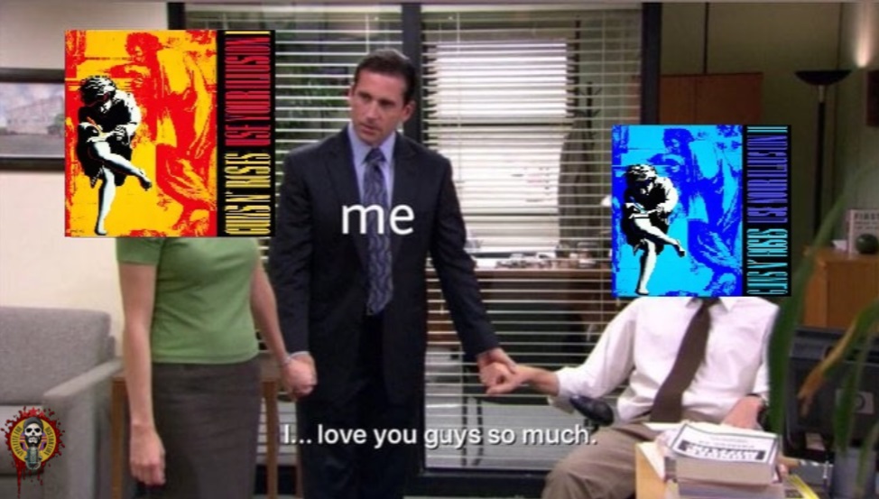 TheAFDPodcast's tweet photo. Love them both, meant to be together 🥰

#gunsnroses #TheOffice https://t.co/pNGthsXoCa