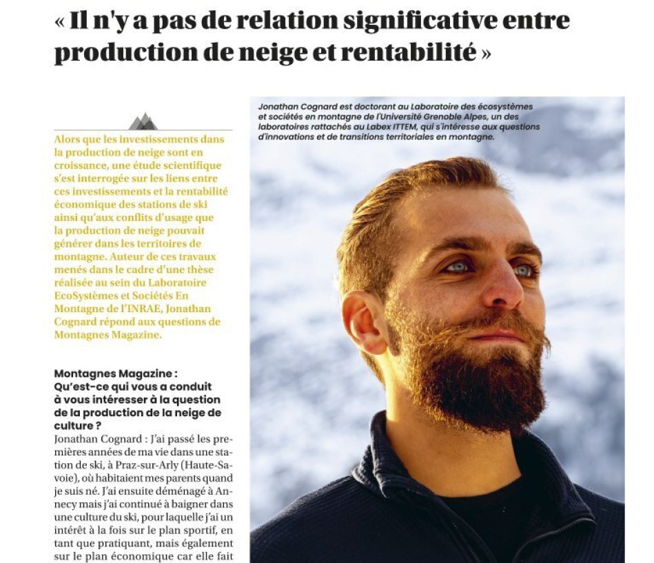 Lucas Bérard-Chenu (@lucasberard_) on Twitter photo Envie d’en savoir plus sur l’économie des sports d’hiver, notamment des investissements dans la production de #neige (aussi appelée neige artificielle ou de culture)?
J.Cognard y a consacré une partie de sa thèse en économie et partage ses principaux résultats dans <a href="/MontagnesMag/">MontagnesMag</a> Envie d’en savoir plus sur l’économie des sports d’hiver, notamment des investissements dans la production de #neige (aussi appelée neige artificielle ou de culture)?
J.Cognard y a consacré une partie de sa thèse en économie et partage ses principaux résultats dans <a href="/MontagnesMag/">MontagnesMag</a>