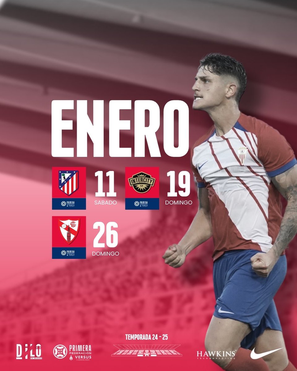 🔥 ENERO ROJIBLANCO 🔥

📆 11/01 | 🛣️ Visitamos al Atlético de Madrid B. ¡A darlo todo!
📆 19/01 | 🏟️ En casa contra el CF Intercity. ¡El Nuevo Mirador debe rugir!
📆 26/01 | 🛣️ Visitamos al Sevilla Atlético. ¡Cada punto cuenta!

❤️🤍 Temporada 24/25
¡A por todas, Algeciras CF!