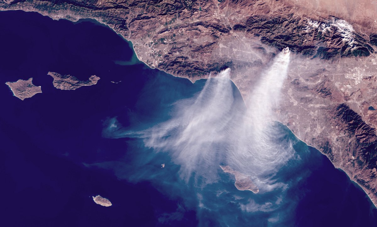 EUMETSAT (@eumetsat) on Twitter photo Devastating fires are currently impacting Los Angeles.
We can monitor #wildfire activity from space. This image, captured by the #Copernicus #Sentinel3 satellite on 9 Jan 2025, shows the huge plumes of smoke. 🛰️🔥
View through WEkEO: bit.ly/3Pv0XiY
#CaliforniaWildfires Devastating fires are currently impacting Los Angeles.
We can monitor #wildfire activity from space. This image, captured by the #Copernicus #Sentinel3 satellite on 9 Jan 2025, shows the huge plumes of smoke. 🛰️🔥
View through WEkEO: bit.ly/3Pv0XiY
#CaliforniaWildfires
