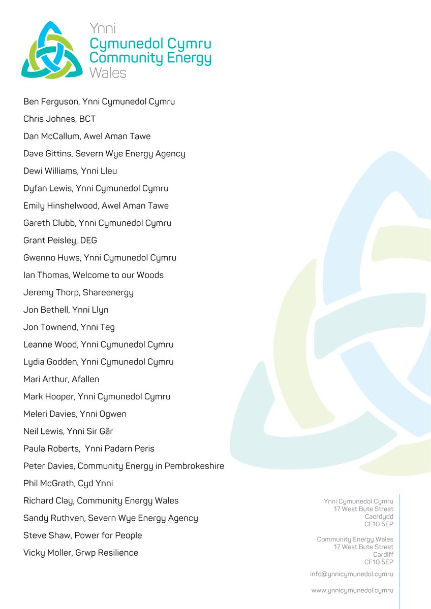 Mae arweinwyr a chefnogwyr ynni cymunedol wedi cyd-ysgrifennu llythyr o gefnogaeth i Fferm Wynt Coed Alwen, gan ei ddisgrifio fel "prosiect arloesol"

Y dyddiad cau am lythyrau i PEDW yw dydd Mawrth 14eg o Ionawr. Ceir canllawiau ar sut i wneud hynny yma: ynnicymunedol.cymru/newyddion/llyt…