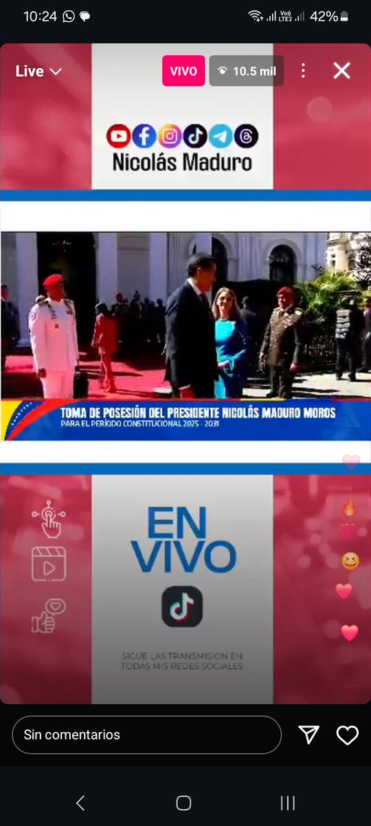 guzman_eli79313's tweet photo. Maduro en la toma de posesión en caracas qué puta locura esta en vivo en Instagram https://t.co/ml4grW4K2h