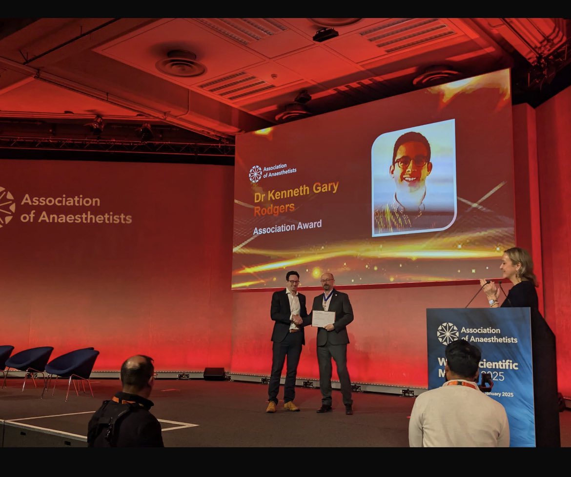 Gary Rodgers (@kgaryrodgers) on Twitter photo Very humbled and honoured to have received the <a href="/Assoc_Anaes/">Association of Anaesthetists</a> Association Award.
It has been a pleasure representing and advocating for resident anaesthetists, particularly during some very trying times.
Massive thanks to <a href="/Anaes_Residents/">Association of Anaesthetists Resident Doctors</a> and <a href="/scotgasdoc/">Stuart Edwardson</a> #WSM2025 Very humbled and honoured to have received the <a href="/Assoc_Anaes/">Association of Anaesthetists</a> Association Award.
It has been a pleasure representing and advocating for resident anaesthetists, particularly during some very trying times.
Massive thanks to <a href="/Anaes_Residents/">Association of Anaesthetists Resident Doctors</a> and <a href="/scotgasdoc/">Stuart Edwardson</a> #WSM2025