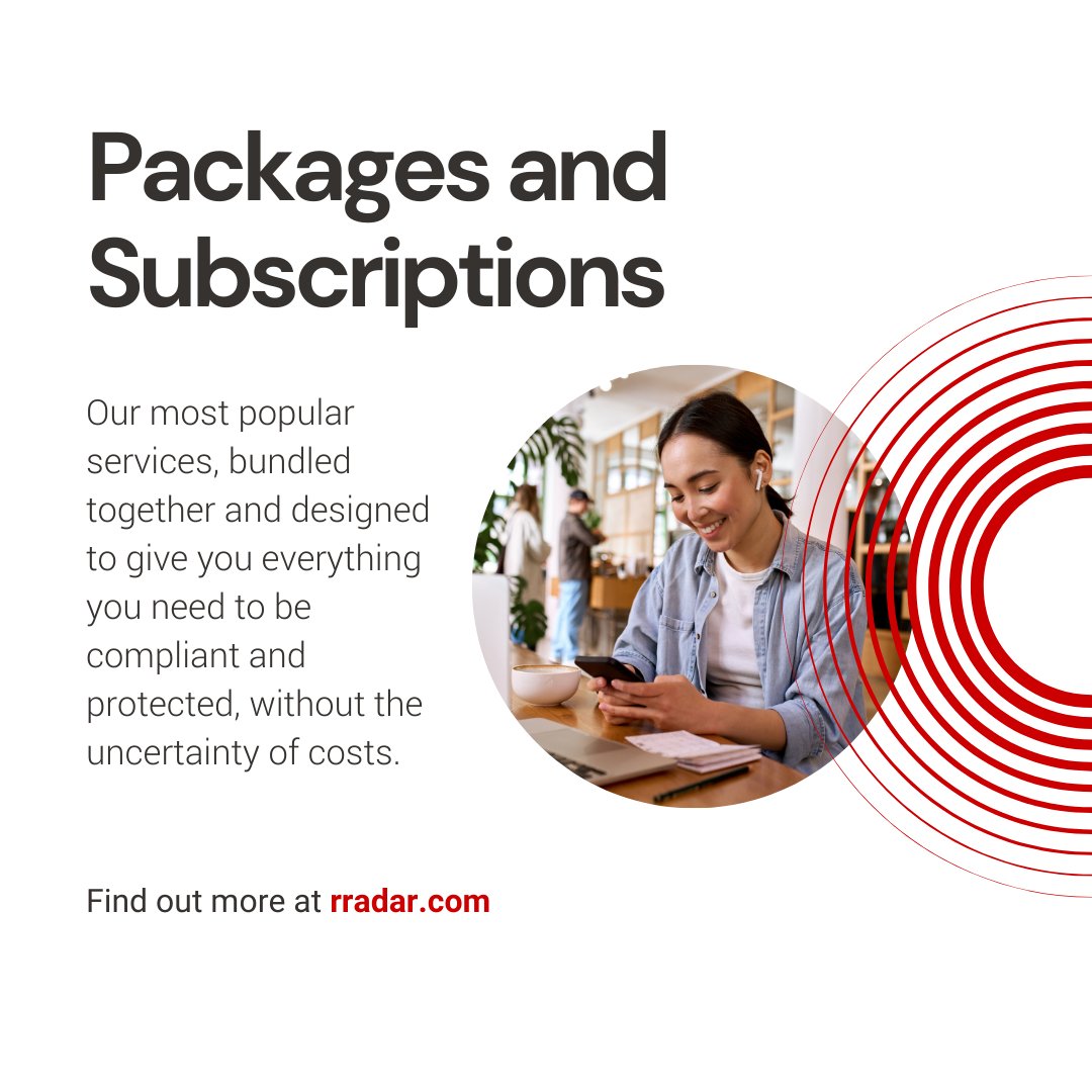 Our packages and subscriptions bundle up some of our most popular services, designed to give you everything you need to be compliant and protected, without the uncertainty of costs. 
Learn more about what we offer here –
rradar.com/pricing/packag…
#beunstoppable