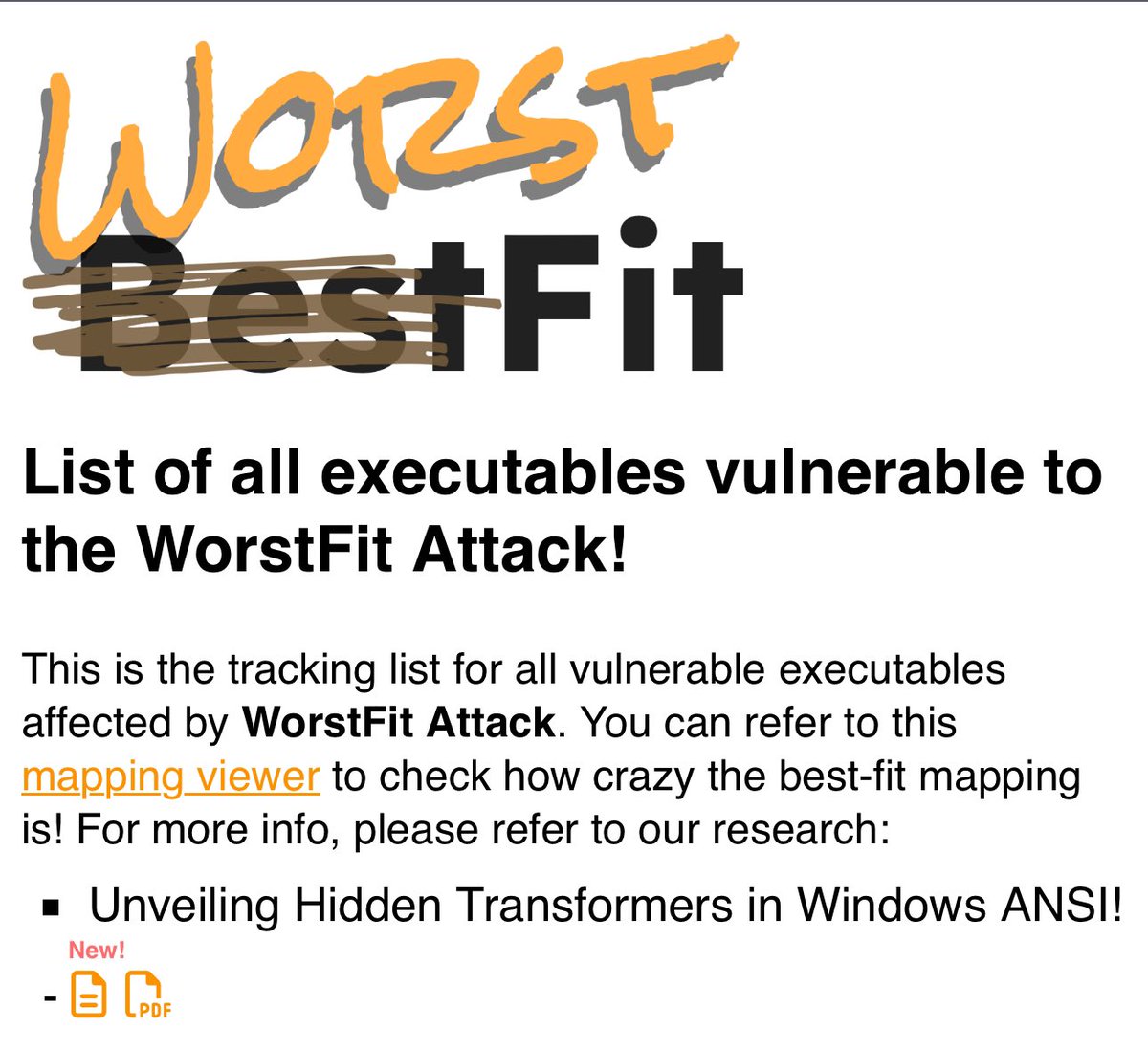 usetraceix's tweet image. Worst fit is a Windows attack surface that exploits the Best-Fit charset conversion feature!

This attack provides path traversal, argument injection, and RCE in numerous well known applications!

Links in next post👇