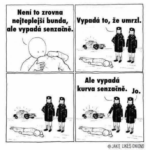 Já v kožené bundě v zimě: