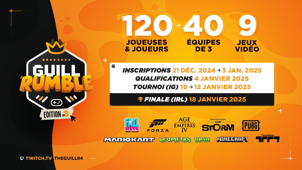 Labradoryellow2's tweet image. Rendez-Vous 18h ce soir ! #GUILLRUMBLE #TEAMTREE
On vous attends nombreux pour nous soutenir !
3 Jours de tryhard pour être à Lyon la semaine prochaine :)
twitch.tv/luquas33