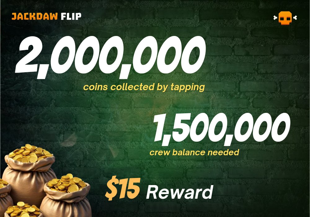 🏴‍☠️ We're happy to see you in the new year Pirates!

And to prove it, we're launching a new task for you to win some treasure! 💰

■You have only 48 Hours to enter this event■
Requirements:
🎟 Buy ticket and join event
🪙 Collect 2 million coins by tapping only
🧑‍🧒‍🧒 Have a