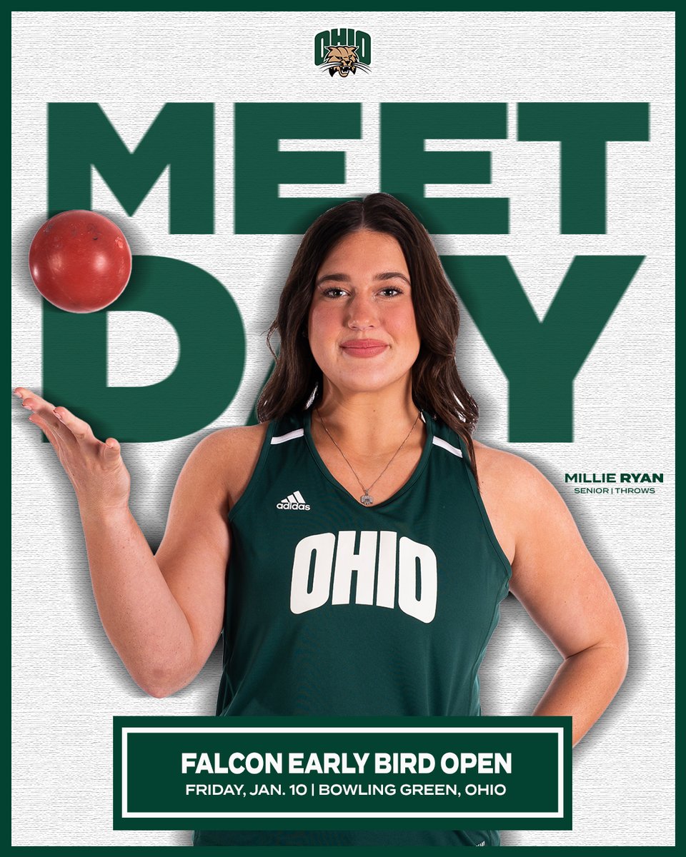 First meet of the New Year!

📍 Falcon Early Bird Open | Bowling Green, Ohio
⏰: Field Events - 4 p.m. ET
⏰: Track Events - 5 p.m. ET
📺 (YouTube): tinyurl.com/2424h7cu
📊: tinyurl.com/282csmkg

#OUohyeah