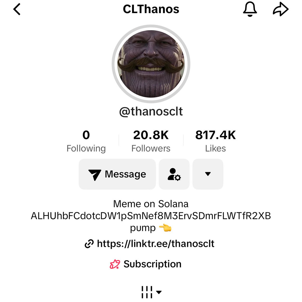 Just hit 20k followers on tiktok. $Thanos is ready.