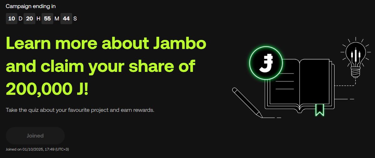 heel_dinosaur's tweet photo. 📚 Discover the ecosystem and earn tokens in the Jambo training campaign on OKX! 📷 Hit "Join" on the campaign page  📷  #Jambo https://t.co/IFs7WwXH6H