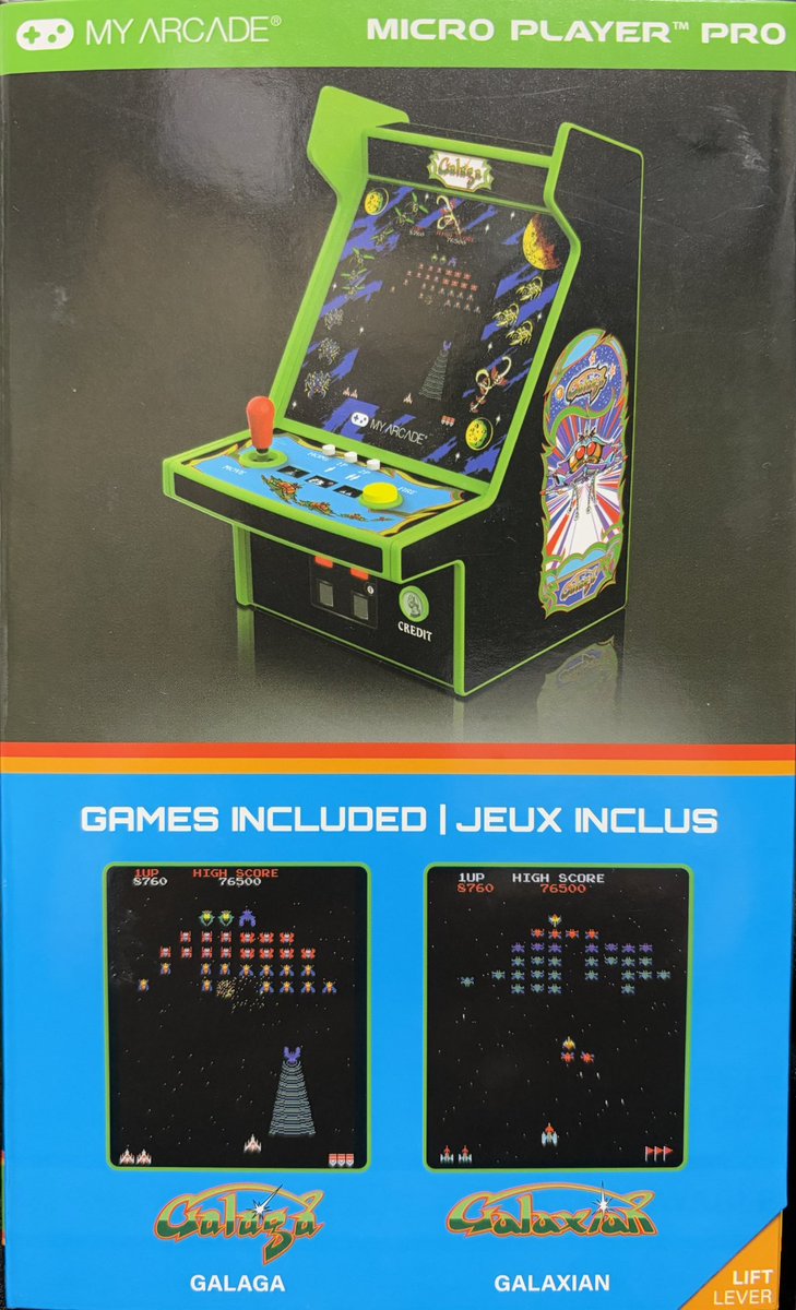 _moshix2's tweet image. #マイアーケード シリーズの #ギャラガ 
コレクションとして買って飾ってただけだったから気付かなかったけど、これ #ギャラクシアン も入ってたんですね👾💬
箱の裏面を見るまで気付かなんだ👀⁉️

#MyARCADE
#GALAGA
#GALAXIAN