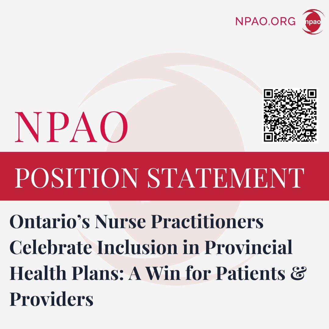 The Nurse Practitioners’ Association of Ontario (NPAO) welcomes the release of the latest Canada Health Act interpretation letter and the clarification of the inclusion of Nurse Practitioners (NPs) in provincial health plans. The letter underscores the importance of the