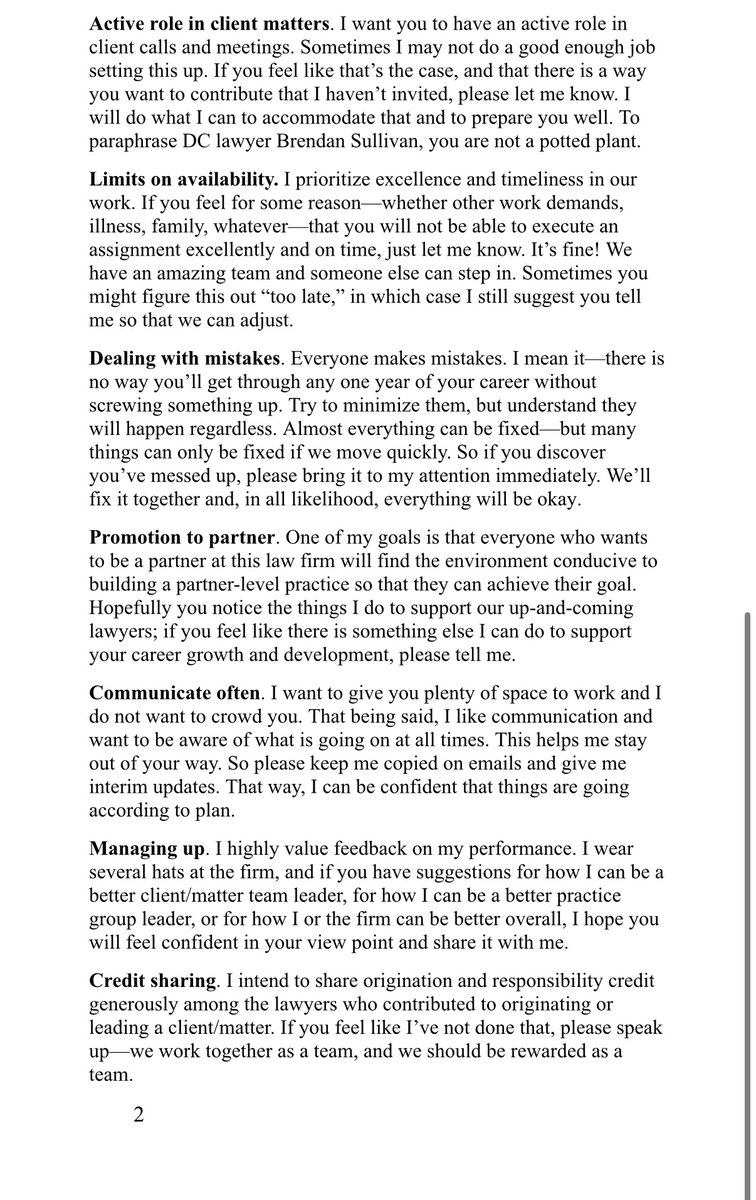 A few years ago I created a two-page summary of my expectations of associates and of my commitments to them

I shared it in a comment to good reviews, so I thought I'd share it here too

I may write a bit more about each element. I hope you find it useful.