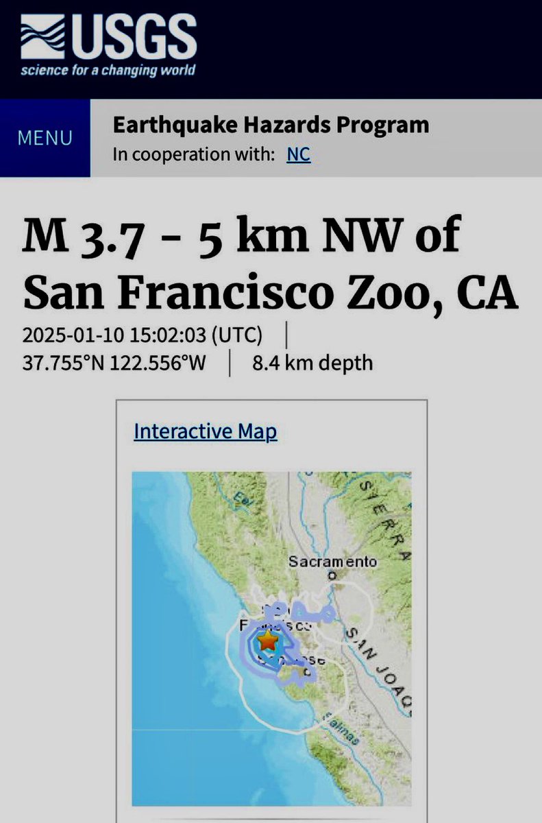 #SFEarthquake #SanFrancisco #SFZoo #earthquake #epicenter ⛑️🌁 #USGS #Norcal #California  3.7 NW of SF Zoo