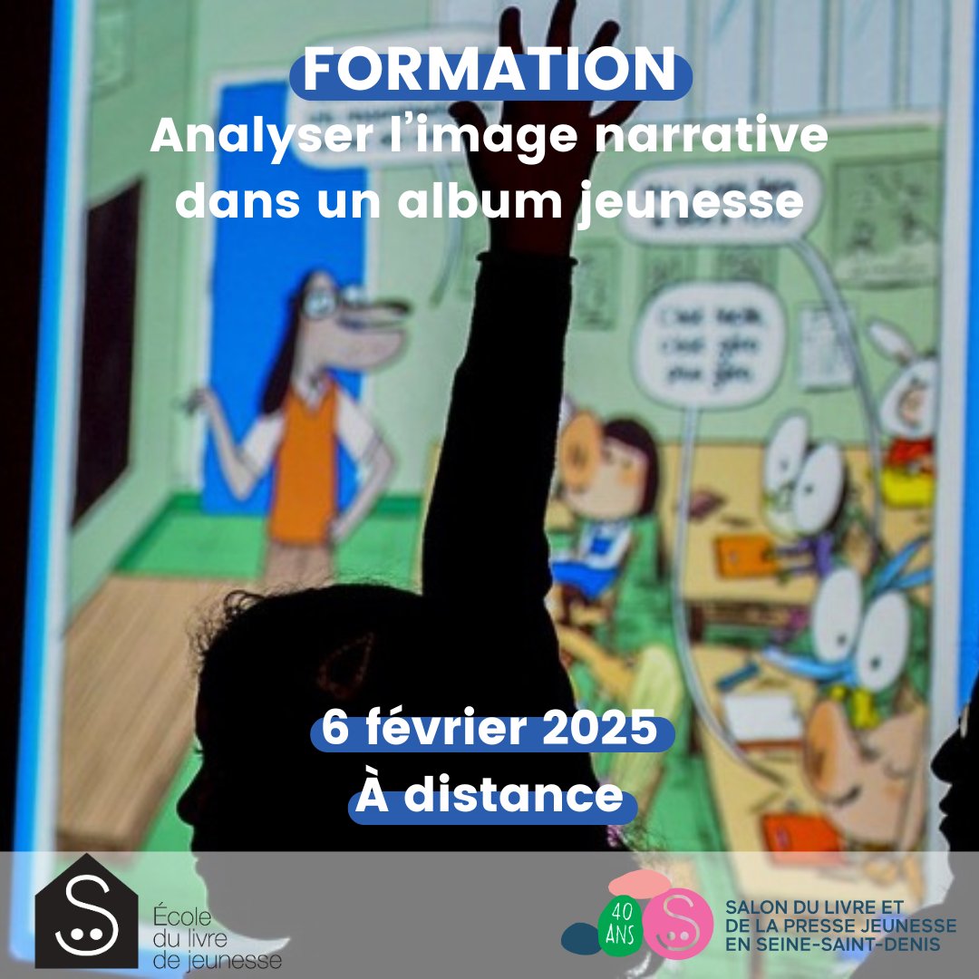 💻 Une journée de formation en visioconférence, le 6 février 2025, dispensée par Anne Quévy, pour questionner la manière de regarder et lire l’album jeunesse. Infos et inscriptions : ecole-livre-jeunesse.fr/formations/ana…