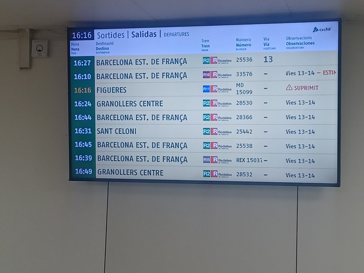 Hola <a href="/rodalies/">Rodalies Catalunya</a>. Veig q s'ha suspès tren 16.16 h a Figueres q surt de Sants. No dieu motiu  per megafonia ni si hi ha un altre tren després. Ho podeu aclarir, sisplau? Gràcies.