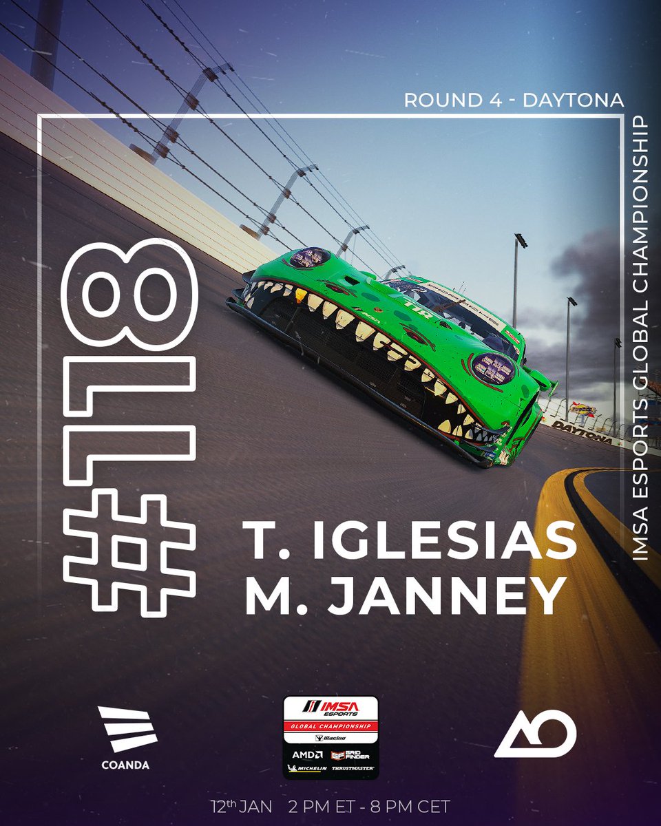 Coanda Esports (@coandaesports) on Twitter photo One last race for the #118 and one more chance to fight for the <a href="/IMSA/">IMSA</a> Esports GTD Championship!π¦
Tune in tomorrow 2PM ET / 8PM CET!
youtube.com/watch?v=cfOMEPβ¦
<a href="/AORacingUSA/">AO Racing π¦</a> <a href="/MTJanney2/">Michael Janney</a> <a href="/Troskk/">tris</a> One last race for the #118 and one more chance to fight for the <a href="/IMSA/">IMSA</a> Esports GTD Championship!π¦
Tune in tomorrow 2PM ET / 8PM CET!
youtube.com/watch?v=cfOMEPβ¦
<a href="/AORacingUSA/">AO Racing π¦</a> <a href="/MTJanney2/">Michael Janney</a> <a href="/Troskk/">tris</a>