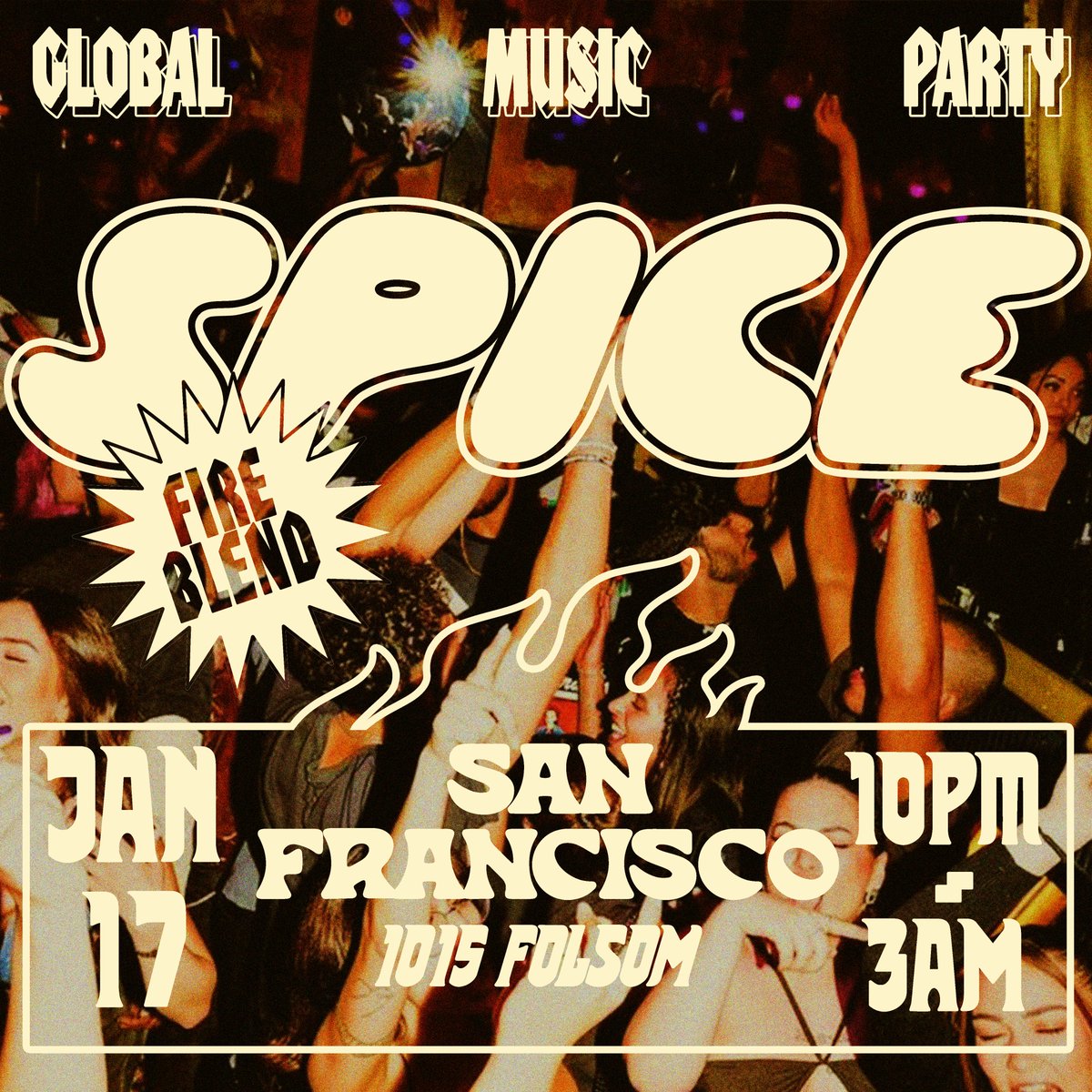 Presenting SPICE!! Debut event Jan 17th <a href="/1015sf/">1015sf</a> 🔊🌶️

DJ sets by <a href="/djbiancamaieli/">bianca</a>, DJ Sudi, AKU and <a href="/travie_bobbito/">L.L. BEANER 🌐</a> &amp; <a href="/kingmost/">ESNUPI</a> from <a href="/LoveSupremeSF/">Love Supreme SF</a>!   

Bringing you the freshest (&amp; spiciest) global sounds!

One week away! Get tix here: seetickets.us/event/spice/62…