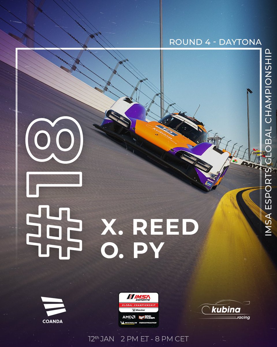 Coanda Esports (@coandaesports) on Twitter photo The final of the IMSA Esports Global Championship goes green tomorrow! Our GTP Lineups remain the same from Sebring!😤
<a href="/ElvisRankin1/">Elvis Rankin</a> <a href="/MitchelldeJong1/">Mitchell deJong</a> <a href="/XanderReed33/">Xander Reed</a> <a href="/kubinaracing/">Kubina Racing</a> The final of the IMSA Esports Global Championship goes green tomorrow! Our GTP Lineups remain the same from Sebring!😤
<a href="/ElvisRankin1/">Elvis Rankin</a> <a href="/MitchelldeJong1/">Mitchell deJong</a> <a href="/XanderReed33/">Xander Reed</a> <a href="/kubinaracing/">Kubina Racing</a>