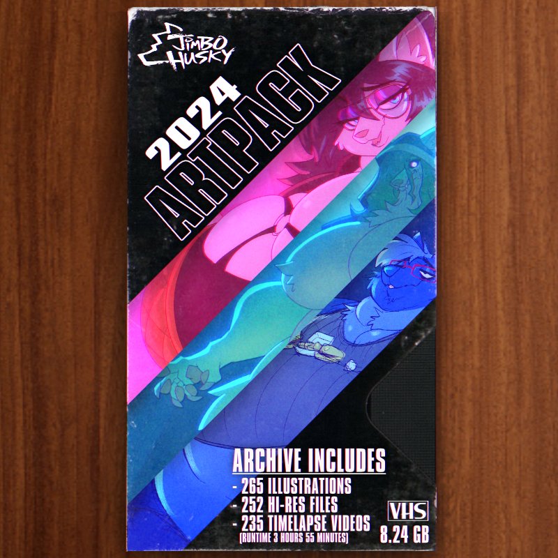 i finally got my 2023 and 2024 artpacks done, you can get EVERYTHING i drew over the last couple years (much of it unposted!) plus hi-res versions &amp; timelapse videos! payhip.com/JIMBOHUSKY

🏷also, use coupon code "artpackcatchup222324" to take $1 off '22, '23, and '24!