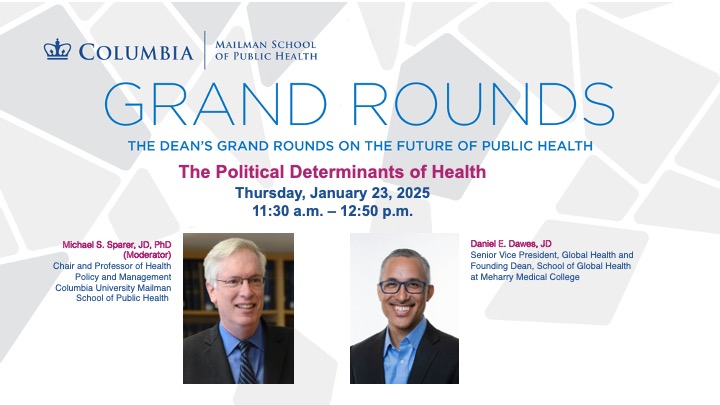 ColumbiaPublicHealth (@columbiamsph) on Twitter photo How do politics shape health? Join us on Jan 23, as <a href="/DanielEDawes/">Daniel E. Dawes</a>, JD, author of "The Political Determinants of Health", discusses health policy & equity with <a href="/ColumbiaHPM/">columbiahpm</a>'s Michael Sparer.
More info ➡️ ow.ly/Na5h50UEiQA How do politics shape health? Join us on Jan 23, as <a href="/DanielEDawes/">Daniel E. Dawes</a>, JD, author of "The Political Determinants of Health", discusses health policy & equity with <a href="/ColumbiaHPM/">columbiahpm</a>'s Michael Sparer.
More info ➡️ ow.ly/Na5h50UEiQA