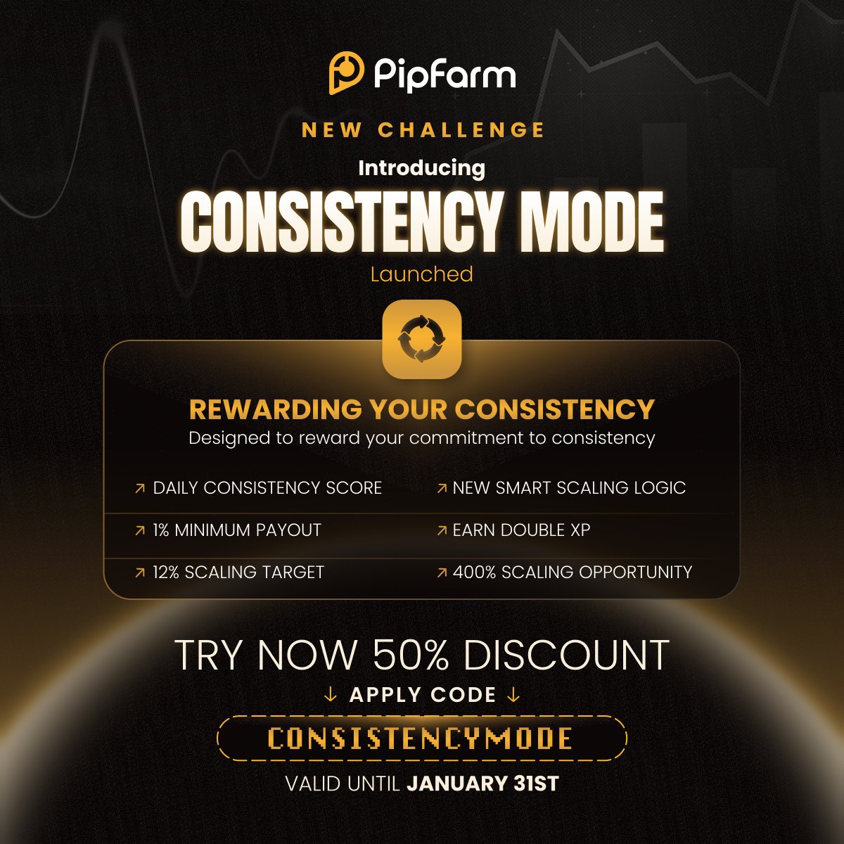🔥 2025 Just Got a Whole Lot Better at PipFarm! 🔥

We’re kicking off the year with exciting updates tailored for YOU:

💡 Consistency Mode – For traders who play the long game. Already live!
💡 Classic Mode – Back to basics with simple rules. Launching January 17th.
💡 Endurance