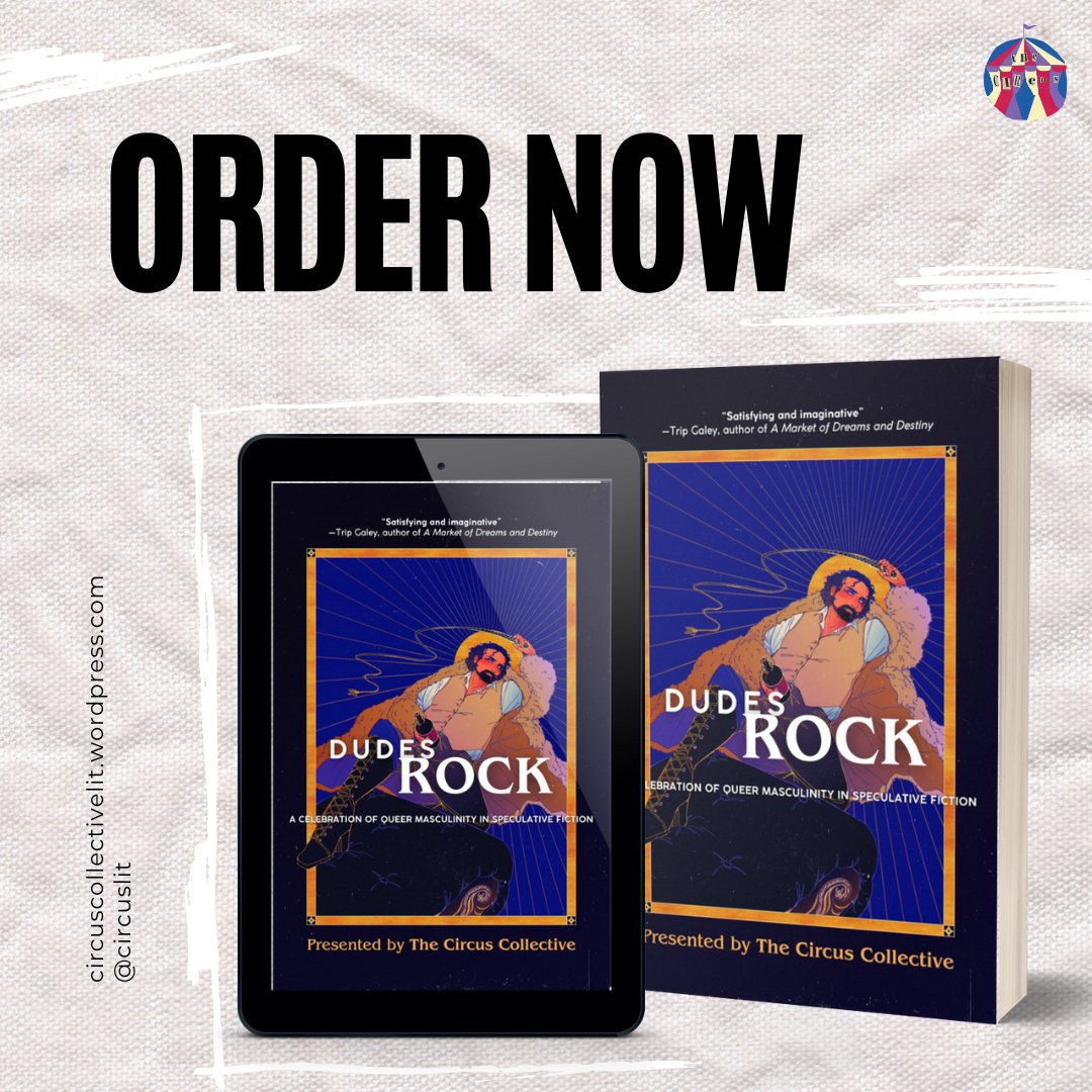 circuslit's tweet photo. Our new anthology DUDES ROCK, edited by @jellicle_jay with assistance from @audriserat, is out now ❤️‍🔥✨ 

From buff aliens to gender-affirming werewolf bites, this anthology is about celebrating everything that queer masculinity can be, and we want you to rock with us! https://t.co/sb2d43q6db