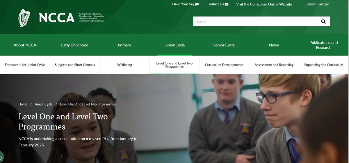 Link to the NCCA consultation on the revised Preparing for Work (PLU) within the Junior Cycle Level 1 &amp; Level 2 Learning Programmes. Consultation period ends February 28, 2025. Feedback from school leaders, teachers, SNA's &amp; parents greatly appreciated.

buff.ly/3C1gHau