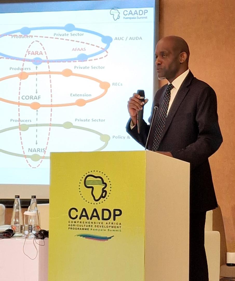 FARAinfo's tweet image. #Ongoing: the #FARA, @ruforumsec &amp;amp; @CGIAR joint #AARIEI side event at the @AUC_CAADP Extraordinary Summit to strengthen partnerships to deliver on the coming Kampala Declaration, in Uganda.