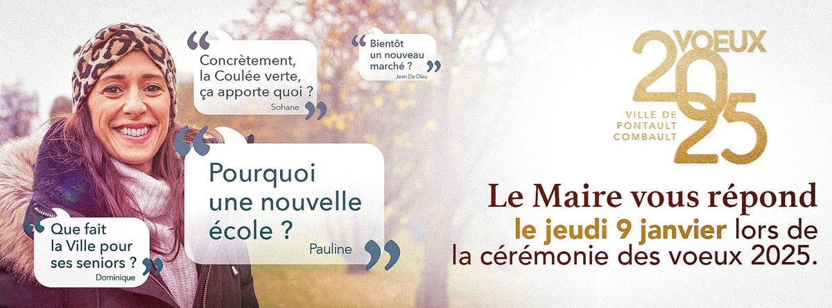 PontaultCblt's tweet photo. Vous avez raté la cérémonie des vœux 2025 à Pontault-Combault ? 🎉

👉 Séance de rattrapage : https://t.co/yNmY8NRv9l https://t.co/UbXR20kAhJ