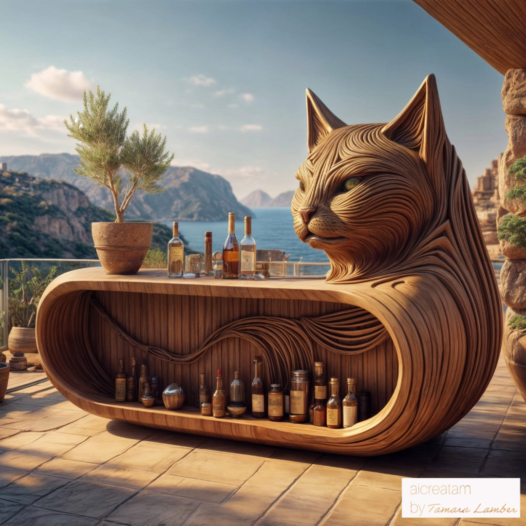 tamara_lamber's tweet image. 🍷🐾 The Purr-fect Bar Cabinet 🐾🍷
#WoodenFeline #InteriorInspo #ArtisticFurniture #HomeBarStyle #CatLoverDream #CustomFurniture #FurnitureWithPersonality #ArtInWood #RusticCharm #CatThemedDecor #FunctionalDecor #CreativeHomeIdeas #CharmingFurniture #AIArtistCommunity #AI美少女
