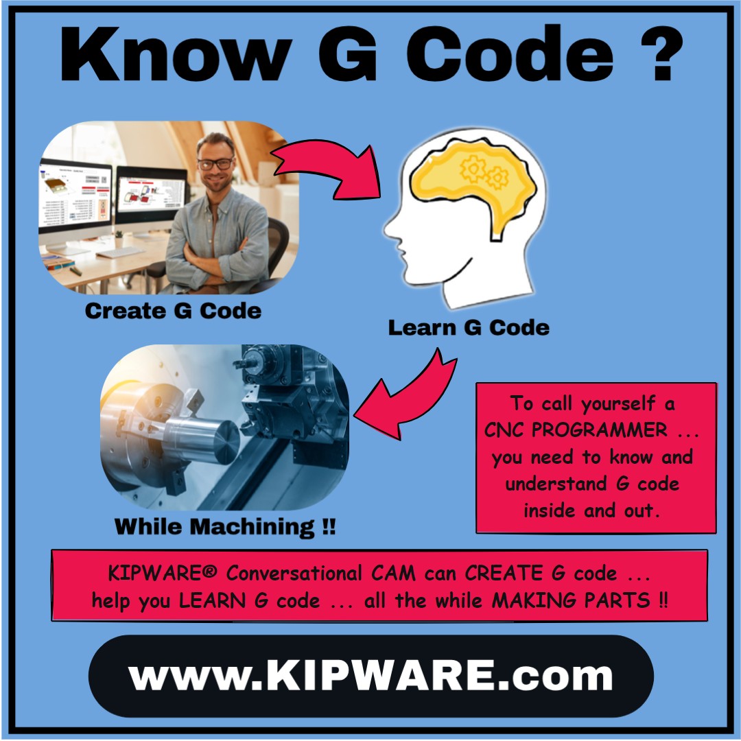 KIPWARE's tweet image. In order to call yourself a #CNCProgrammer ... you need to know and understand #GCode inside and out. A "#CADCAM programmer" who doesn't understand G code is simply a computer operator.
.
KIPWARE conversational #CAM will create G code using fill in the blank forms ... you can…