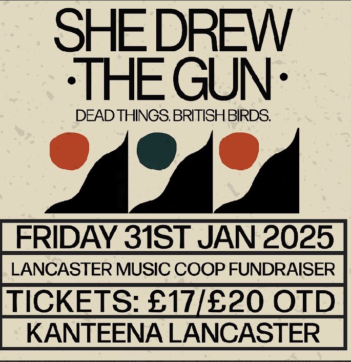 Our next fundraiser event is <a href="/kanteena1/">kanteena</a> on Friday 31st January as part of Independent Venue Week. Featuring headliner <a href="/shedrewthegun/">she drew the gun</a> Book tickets here: kanteena.co.uk/event/she-drew…