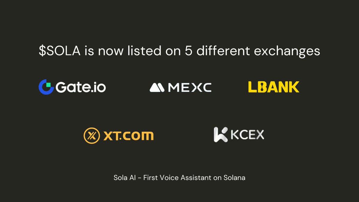 $SOLA updates :
1) $SOLA  is listed on 5 different CEX on day 1 🔥