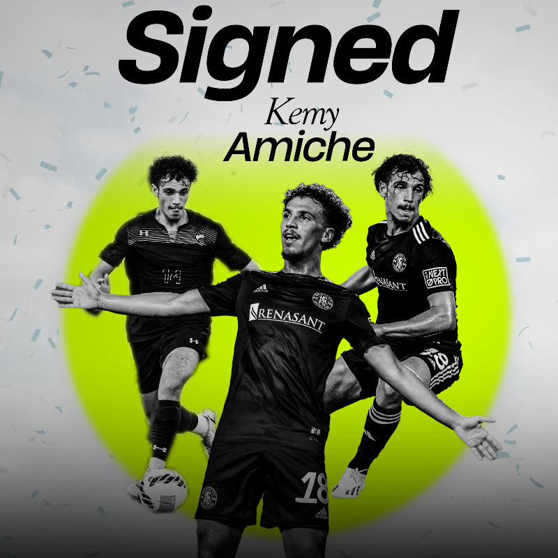 Union_Omaha's tweet photo. 📄✍️ After lighting up the Rocket City, our first new signing's ready to rock @USLLeagueOne! 🚀

Welcome @HuntCityFC and @GoCamelsMSOC standout @AmicheKemy to Omaha!

#OneMeansAll