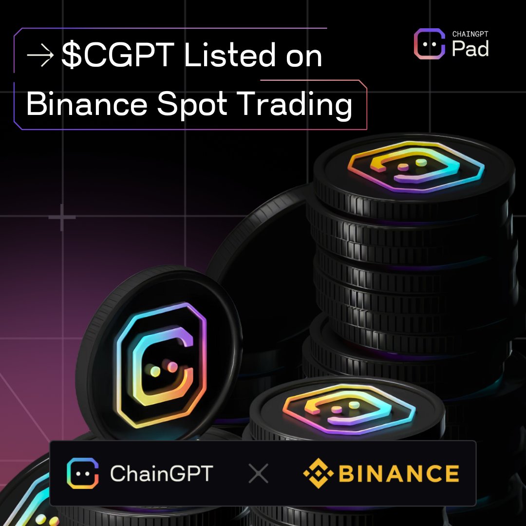✅ $CGPT is listed on Binance Spot Trading!

You can now trade $CGPT with $USDT and $USDC pairs on @Binance Spot markets. ⭐

$CGPT/USDT 👉 binance.com/en/trade/CGPT_…
$CGPT/USDC 👉 binance.com/en/trade/CGPT_…