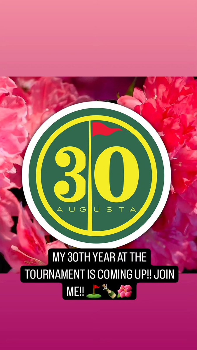 AUGUSTA!!⛳️ The Tournament is coming up fast! Join me for my 30th Year!! #30thYrInAugusta #ThriveIn25 
dowevents.com. dow@dowevents.com
