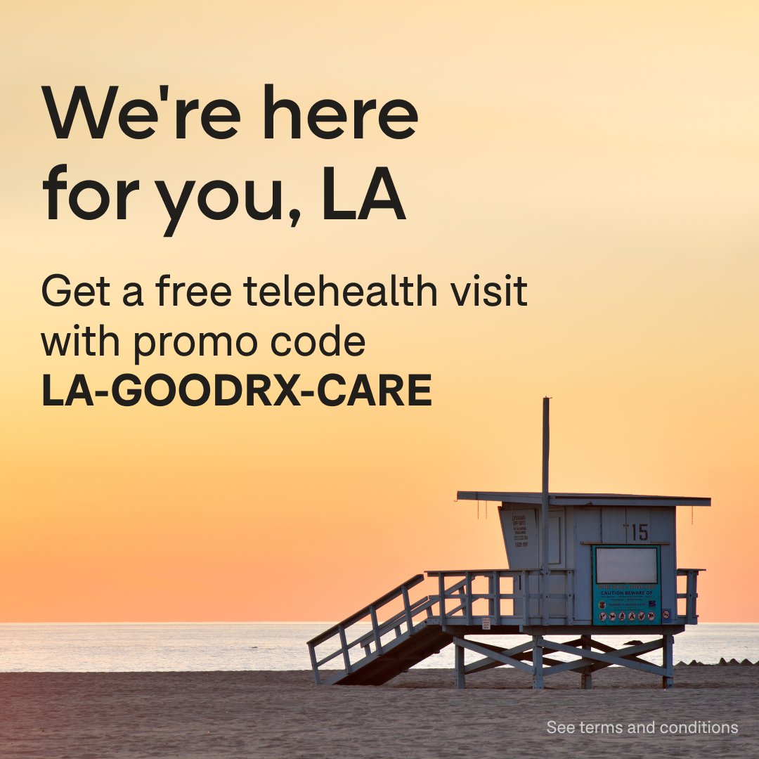 Stay strong, Angelenos. GoodRx Care is offering a free telehealth visit if you’re in need. Talk to a healthcare professional online for $0 using promo code LA-GOODRX-CARE. See goodrx.com/care or call 737-379-1416 to get started.