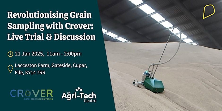 Revolutionize your grain sampling with @Crover_tech! 🌾🤖

Join our FREE live trial &amp; discussion at Lacceston Farm on Jan 21st.

✅ Enhanced safety
✅ More accurate samples
✅ Remote sampling

Limited spaces! Register now: buff.ly/4a8FkP3 

#GrainSampling #Agritech