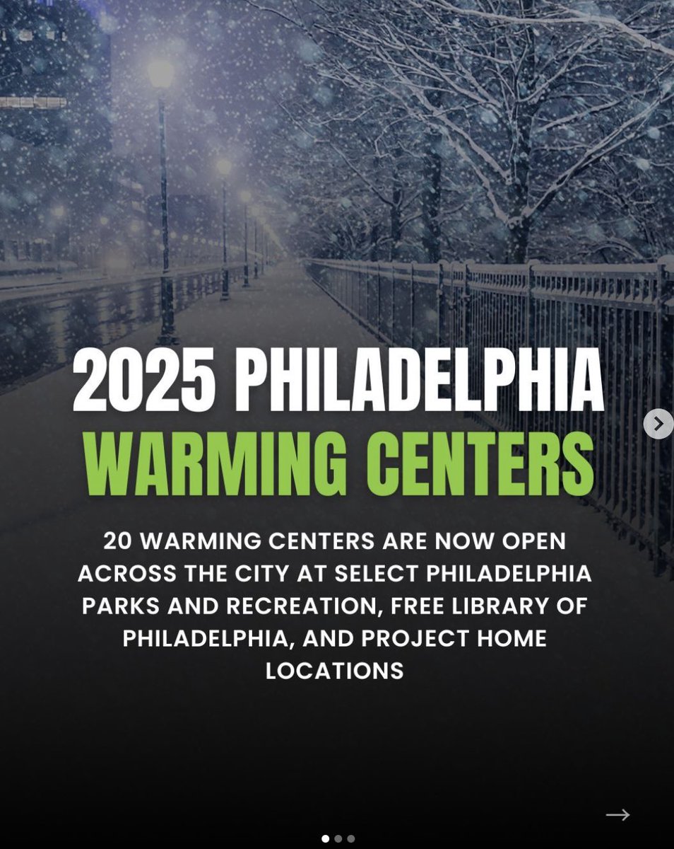 _FastFoundation's tweet image. The @cityofphiladelphia announced the opening of warming centers, an HOME locations.
💻 Find a warming center near you:
bit.ly/PHLWarminCente…
🚶 Walk into any warming center.
📞 Call the City’s Homeless Street Outreach Team at 215-232-1984