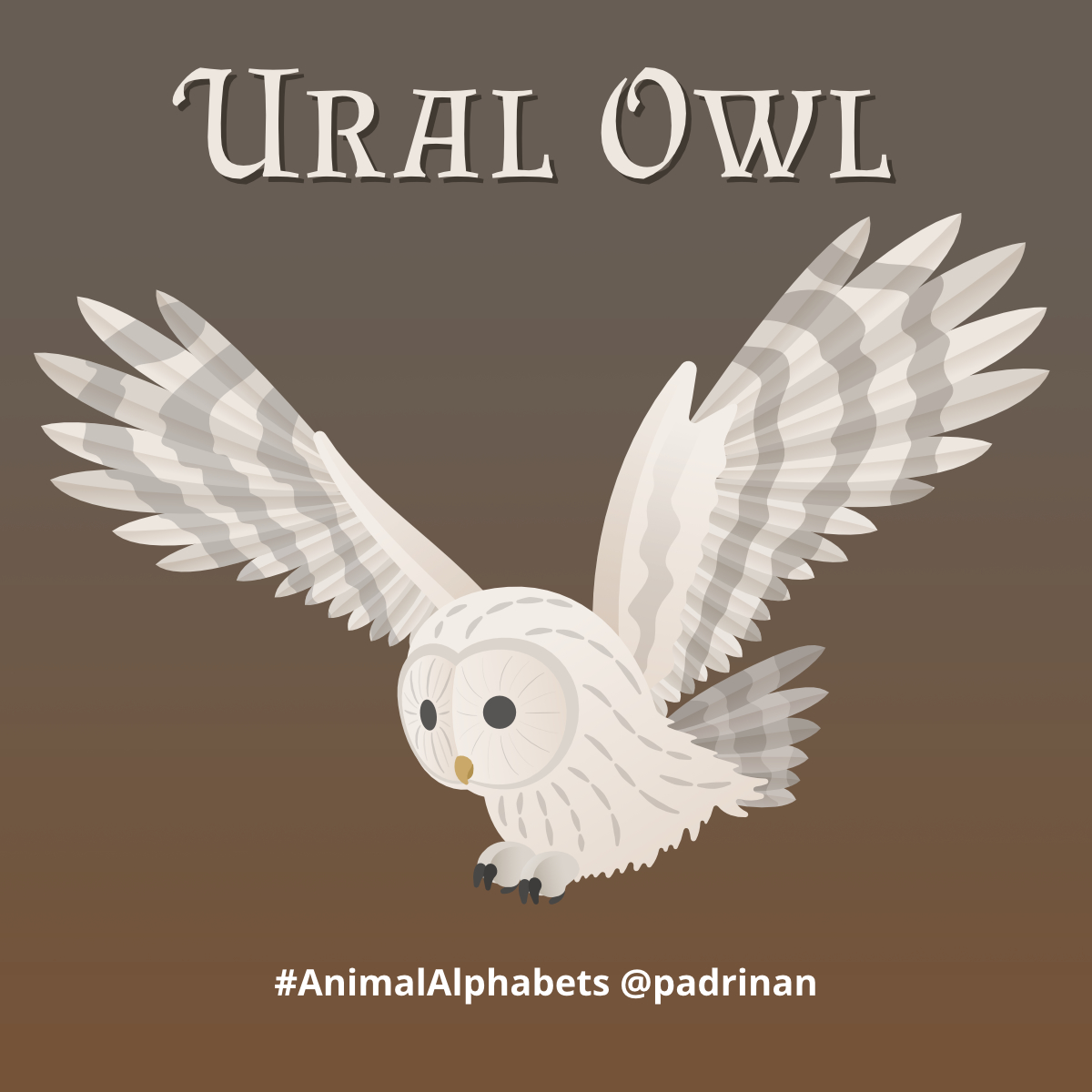 Ural Owl.  <a href="/AnimalAlphabets/">Animal Alphabets</a> #AnimalAlphabets #AnimalIllustrations #vector #vectorart #uralowl
