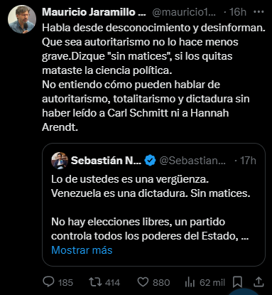 AleKolomonosov's tweet photo. Considero que el gran reto de entender lo que pasa en Venezuela es que los conceptos tradicionales de la ciencia política se están quedando rezagados para entender un fenómeno complejo.

Todo esto va un poco más allá de "dictadura" y autoritarismo"

Va hilo corto 🧵👇 https://t.co/wyJsbFa0DQ